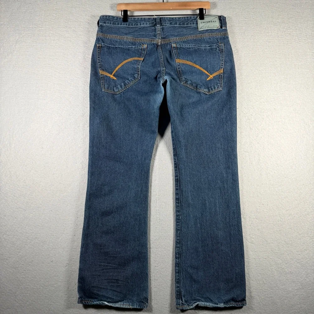 Unionbay Mens Straight Leg Blue Denim Jeans Medium Wash YB33932 36x32